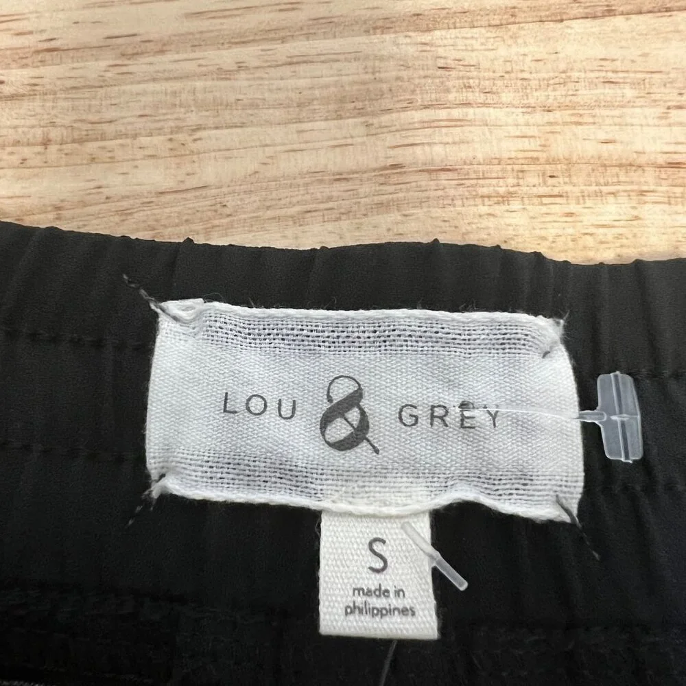 Lou & Grey Women’s Striped Pull On Skirt Wine/Black Drawstring Size Small New